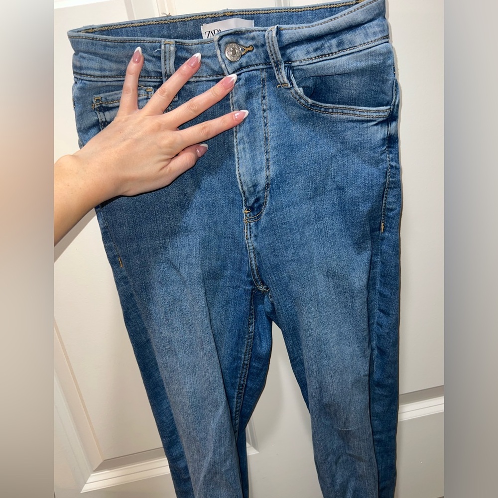 Zara high waisted skinny blue jeans